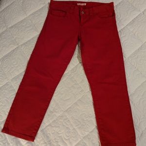 Guess Cropped Red Denim Jeans